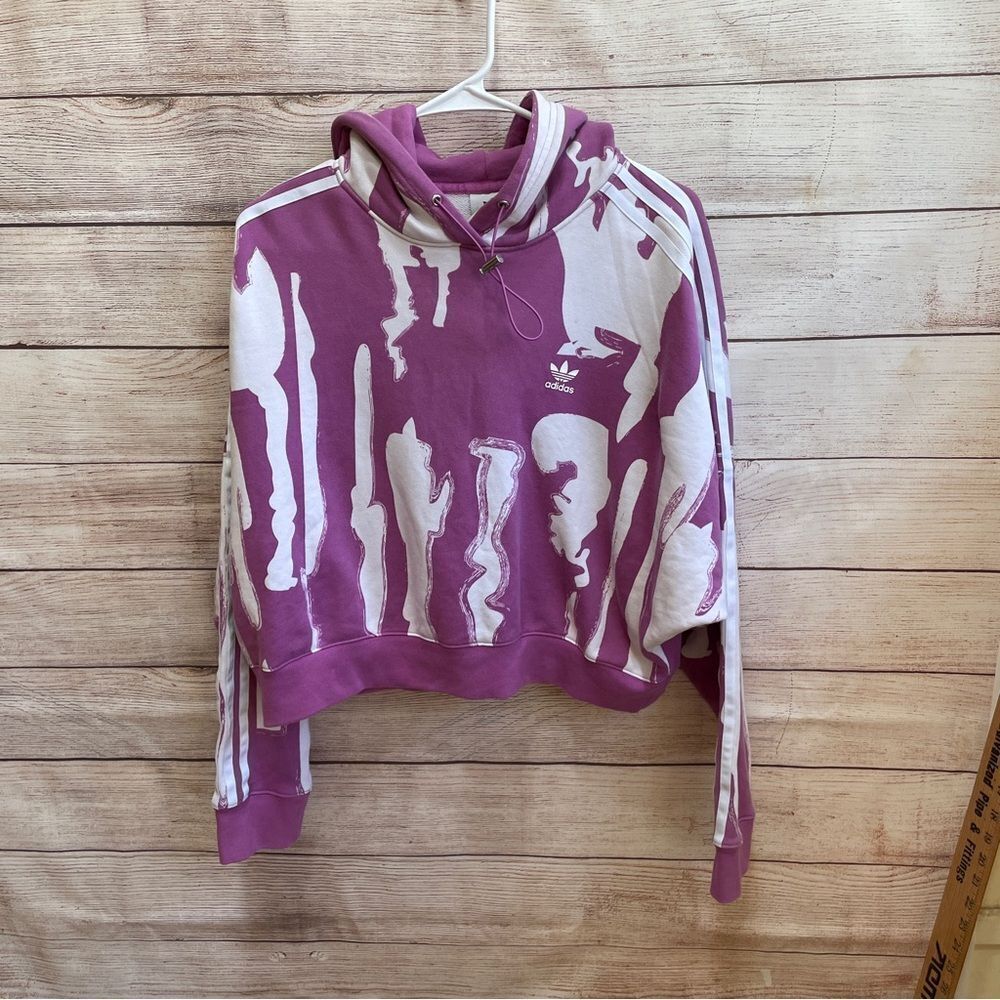 ADIDAS THEBE MAGUGU HOODIE IN PURPLE AND WHITE
